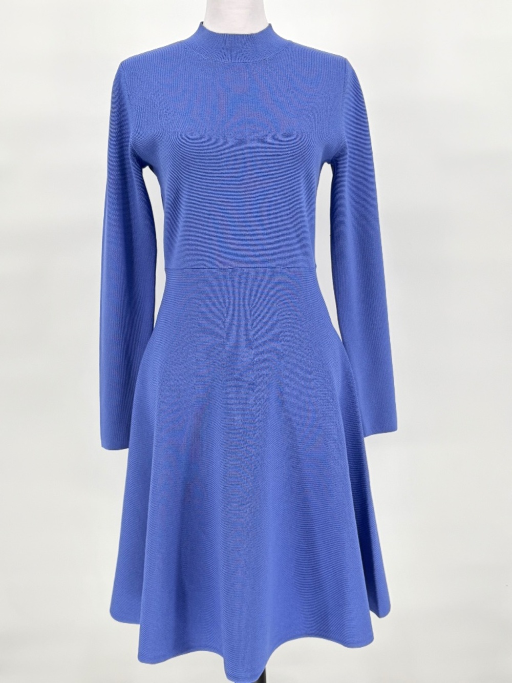Ann Taylor Blue Mock Neck Fit & Flare Knit Dress Size S Style 827052 - Picture 2 of 13